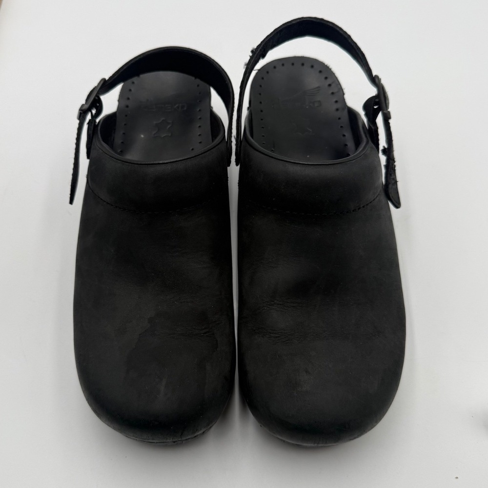 Dansko Ingrid Women's EU 41 US 6.5-7 Black Leather Slingback Clogs Comfort